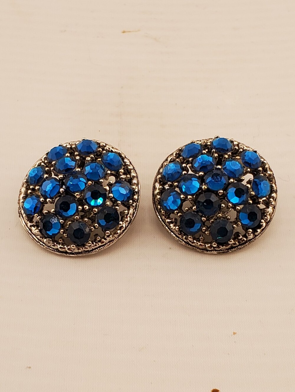 Weiss Blue Rhinstone Earrings